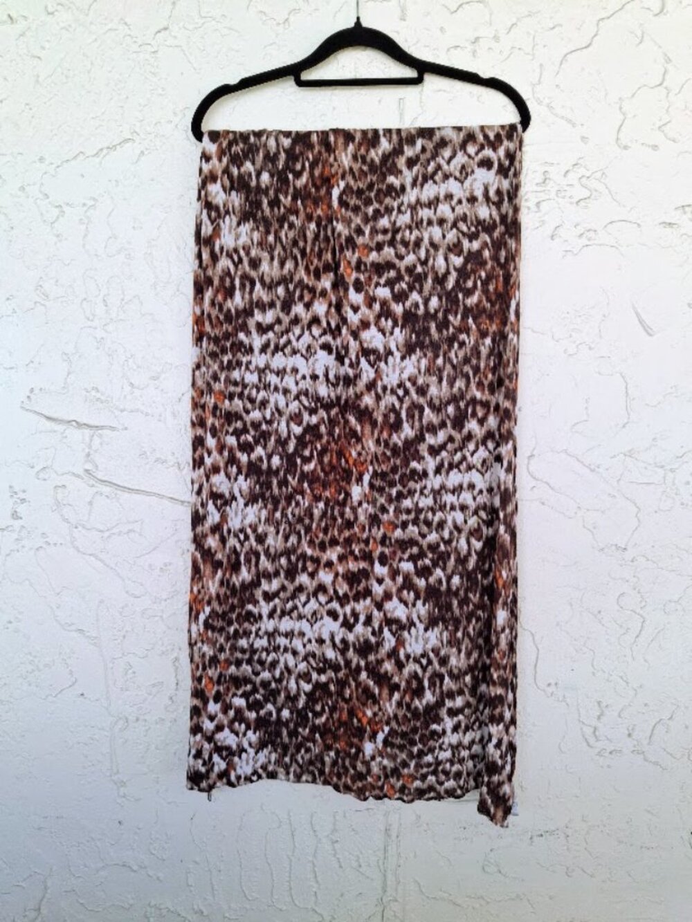 Boho Fall Animal Print Brown Cream Viscose Shawl Wrap Scarf 66" Tre Vero